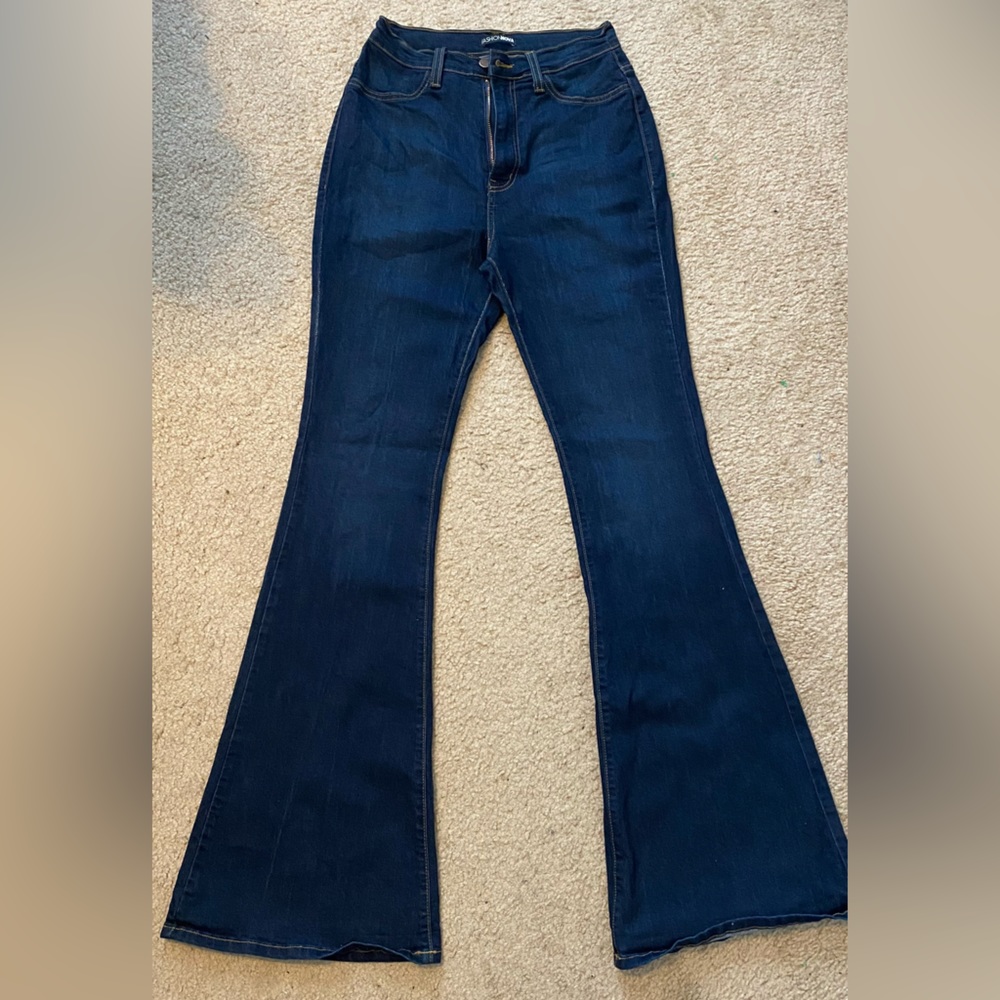 Dark wash bell bottom jeans